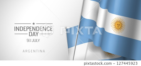 Argentina happy independence day greeting card, banner vector illustration 127445923