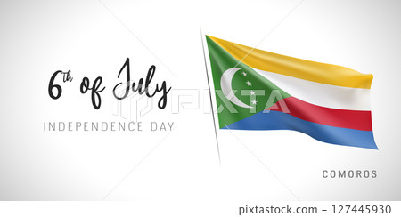 Comoros independence day vector banner, greeting card. 127445930