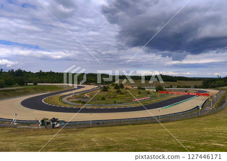 Beautiful new race track 2025 for motorcycle and car racing. Automotodrom Brno Masaryk Circuit. Motorcycle racing Czech Republic Europe. 127446171