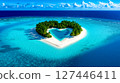 A heart shaped island in the middle of the ocean 127446411