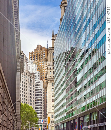 Urban canyon of Lower Manhattan NYC 127447334