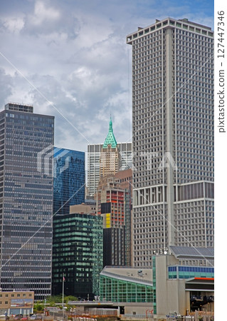 Urban canyon of Lower Manhattan NYC 127447346