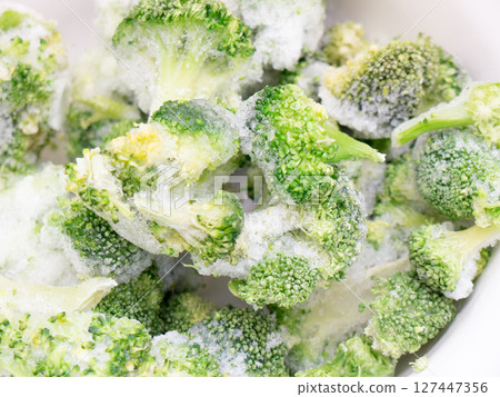 Frozen green broccoli. Frozen green broccoli. 127447356