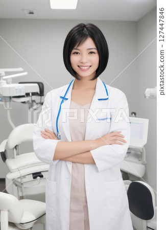 Female dentist smiling 127447846