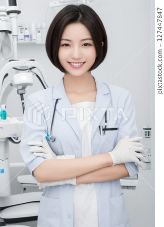 Female dentist smiling 127447847