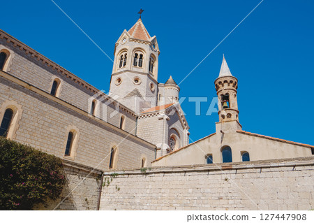 side view of the church at Lerins Abbey, France side view of the church at Lerins Abbey, France 127447908