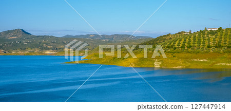 panoramic view of the Iznajar reservoir, Spain panoramic view of the Iznajar reservoir, Spain 127447914