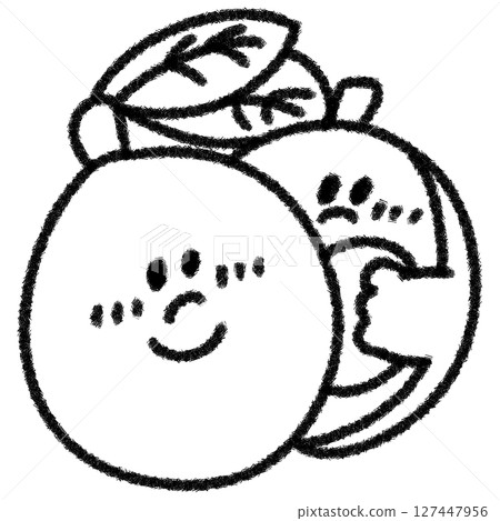 Cute loquat illustration (monochrome) 127447956