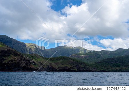 Cliffs along the coast between Taiohae and Hakaui, Nuku Hiva, French Polynesia Cliffs along the coast between Taiohae and Hakaui, Nuku Hiva, French Polynesia 127448422
