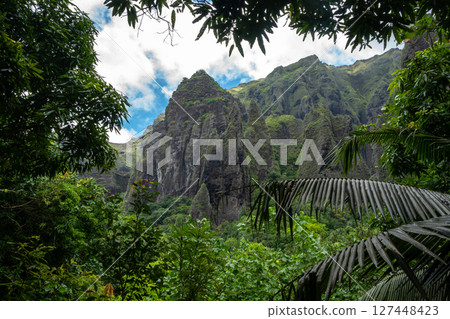Trek to Vaipo waterfall, Hakaui Valley, Nuku Hiva, French Polynesia 127448423