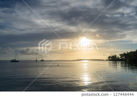 Sunset Over Tahaa Island, French Polynesia 127448444