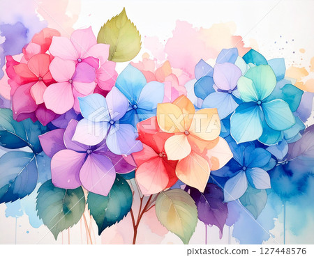 Vibrant pastel hydrangeas 127448576