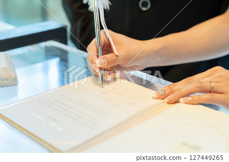 Wedding ceremony, marriage certificate, oath Wedding ceremony, marriage certificate, oath 127449265