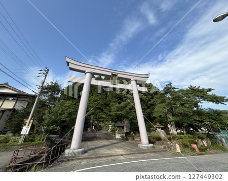 Scenery with a torii gate at Keta Wakamiya Shrine 127449302