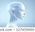 Visual of a female android fused with technology 127450060