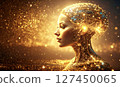 A glowing cyborg woman symbolizing image-generating AI technology 127450065