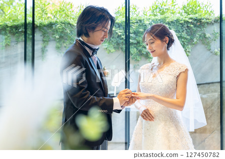 Wedding Ceremony Ring Exchange 127450782