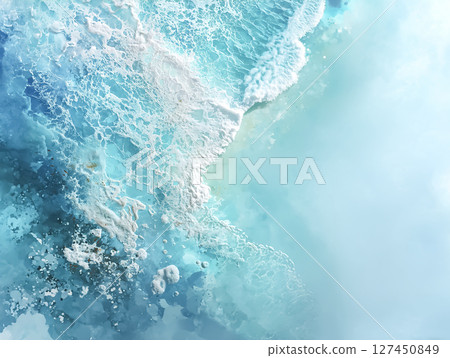 從上方俯瞰藍色大海和美麗海灘的插圖素材 127450849