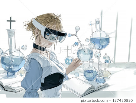 Illustration material of future education classes using smart glasses 127450850