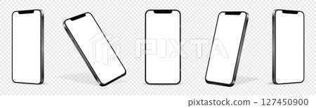 Realistic smartphone mockup. Mobile phone vector isolated on transparent background. 127450900