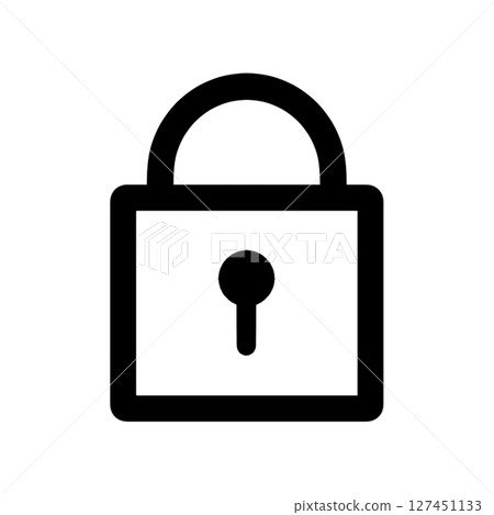 Monochrome icon illustration of a locked key symbol 127451133