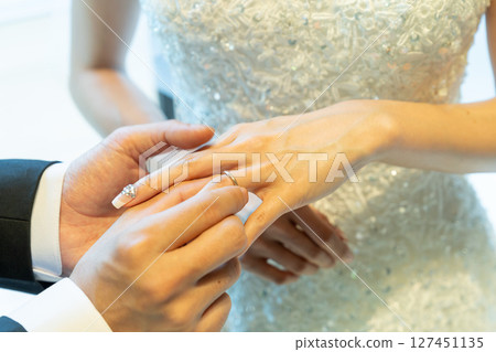 Wedding Ceremony Ring Exchange 127451135