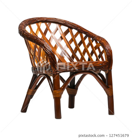 Stylish wicker chair with intricate woven design and durable construction for any space 127451679