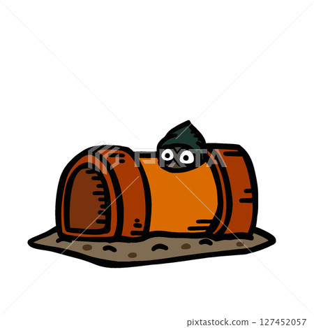 Illustration of an aquarium clay pipe and snail Illustration of an aquarium clay pipe and snail 127452057