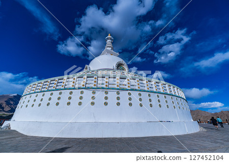 Shanti Stupa on a hilltop in Ladakh, India. Shanti Stupa on a hilltop in Ladakh, India. 127452104