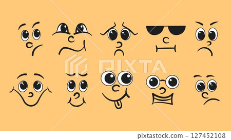Cartoon facial expressions with different emotions 127452108