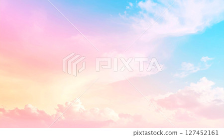 abstract background with clouds, vertical background showcasing a soft pastel sky with a beautiful gradient of colors, transitioning from light blue at the top to delicate pink and peach tones towards 127452161