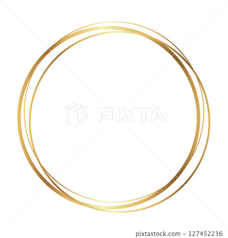 Minimal Elegant Round Gold Line Frame on White Background Minimal Elegant Round Gold Line Frame on White Background 127452236