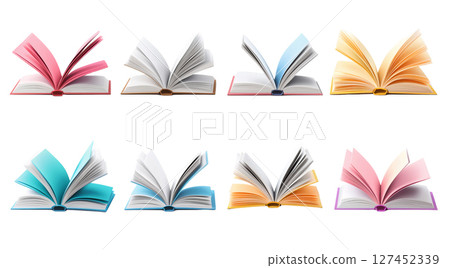 Colorful books represent student engagement, created with AI, PNG 127452339