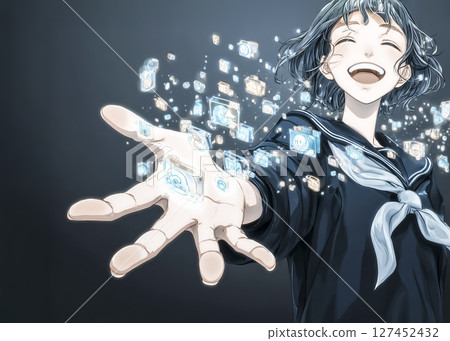 未來教育-高中女生操作全像圖的插圖 未來教育-高中女生操作全像圖的插圖 127452432