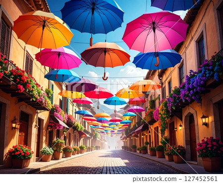Colorful umbrella 127452561