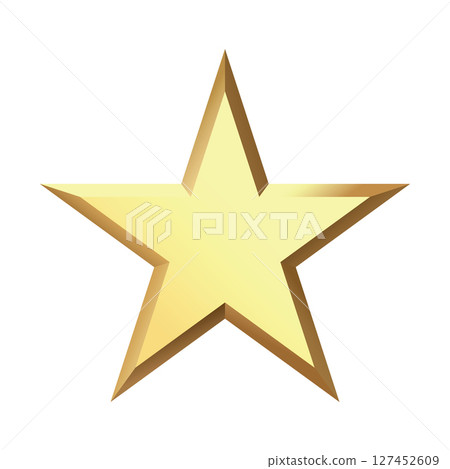 Golden Christmas 3d Star metal glossy bright shine five angle star shape isolated on white Background. Golden Christmas 3d Star metal glossy bright shine five angle star shape isolated on white Background. 127452609