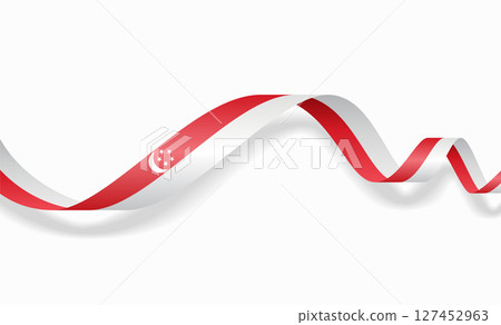 Singaporean flag wavy abstract background. Vector illustration. Singaporean flag wavy abstract background. Vector illustration. 127452963