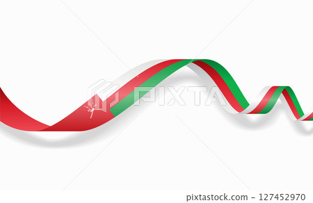 Omani flag wavy abstract background. Vector illustration. 127452970