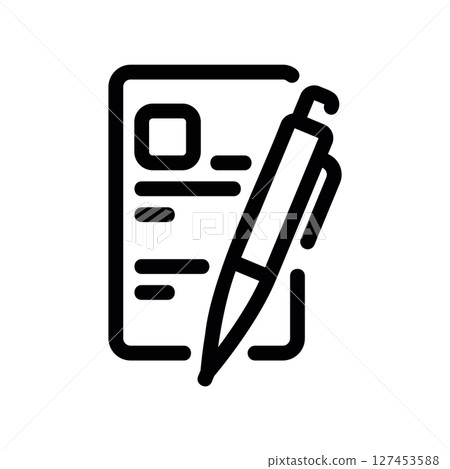 Simple vector icon document, pen 127453588