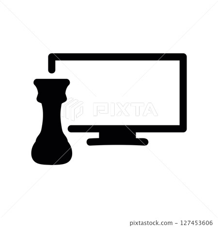 Simple vector icon monitor, rook 127453606