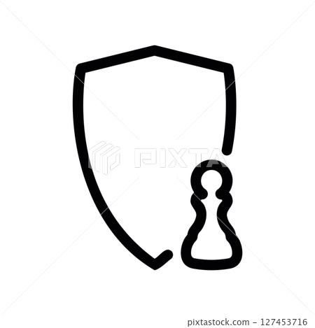 Simple vector icon shield, pawn Simple vector icon shield, pawn 127453716