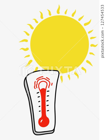 溫度計和太陽即將因高溫而失控 127454533