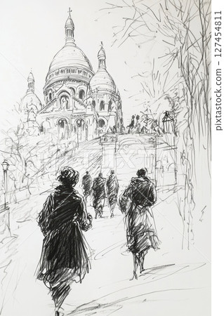 cityscape domes spires details cathedral basilica 127454811