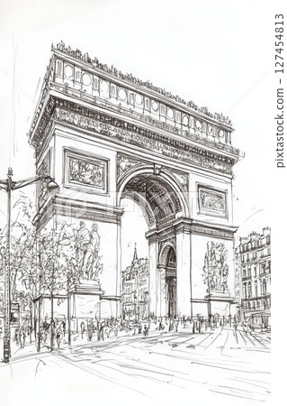 triomphe paris france sketch arc black 127454813