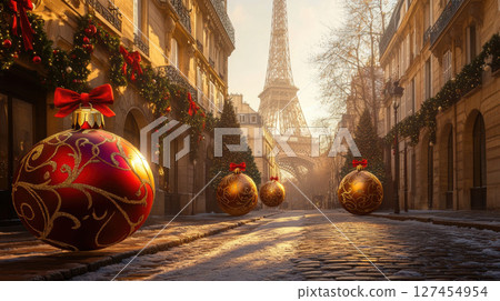 street scene eiffel background decorations gold 127454954