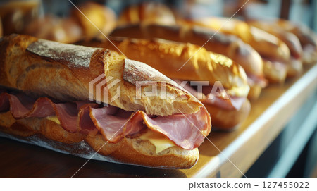 sandwich surface background closeup ham cheese 127455022
