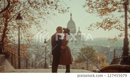 photograph couple moment heart basilica paris 127455079