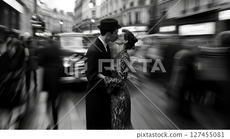 photograph couple moment city street sharing 127455081