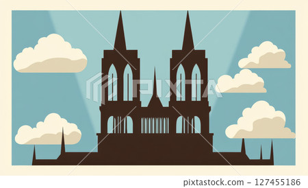 illustration spires light sky clouds cathedral 127455186