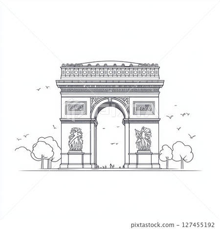 line triomphe paris france drawing arc 127455192